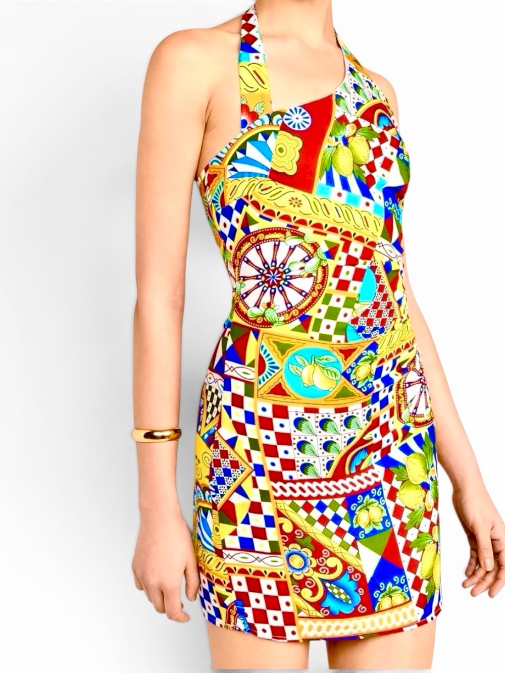 Seven Wonders Mediterranean Print Halter Mini Dress XS NWT